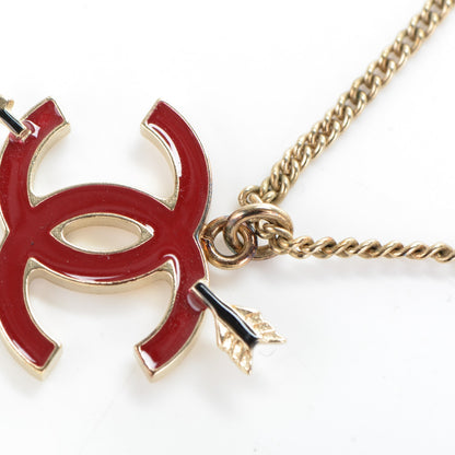 Chanel Enamel Arrow CC Necklace Gold Red 5 of 6