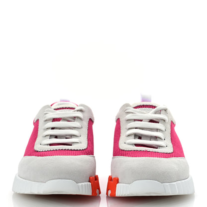 Hermes Air Mesh Suede Goatskin Bouncing Sneakers 38 Rose Multicolor 3 of 12