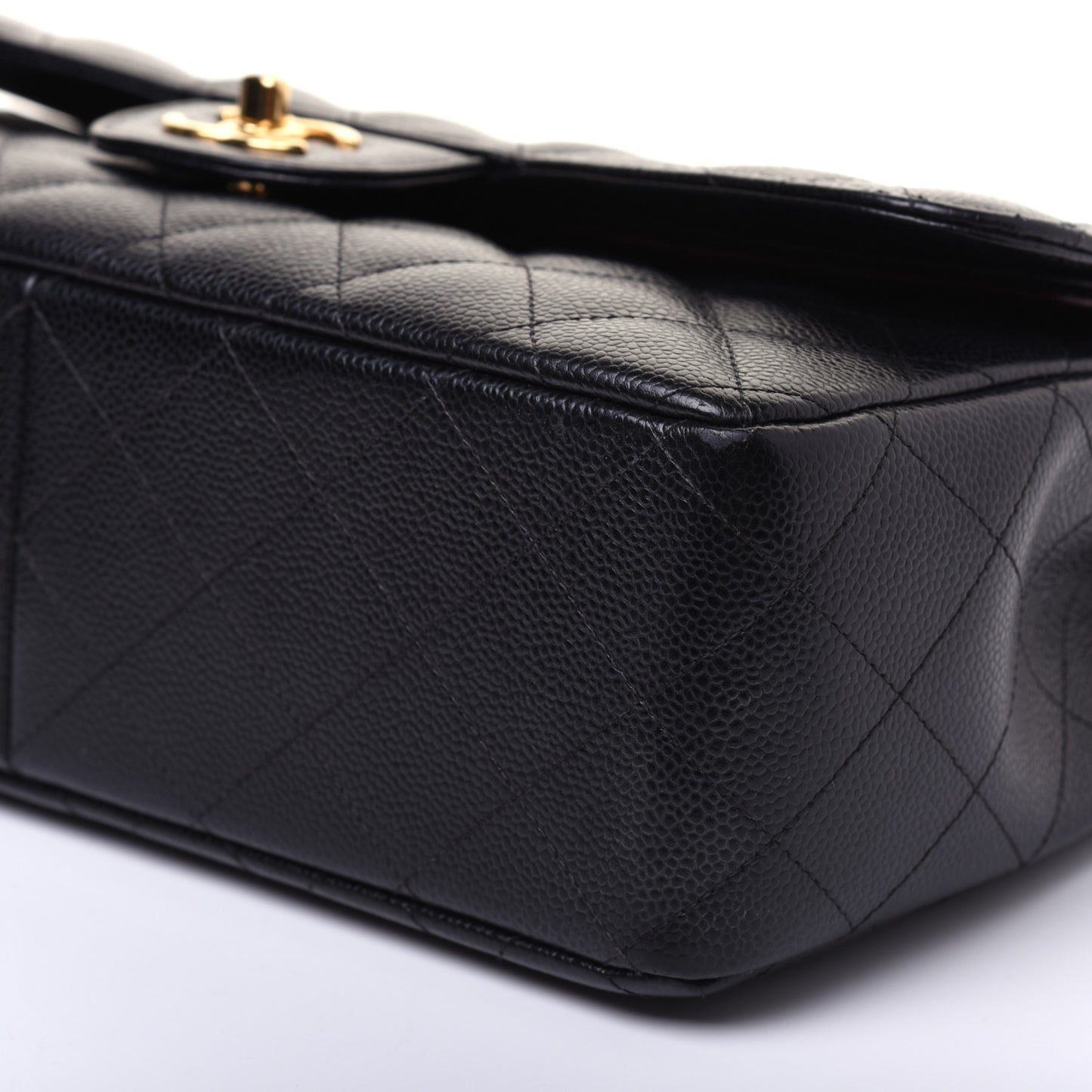 Caviar Quilted Jumbo Double Flap Black