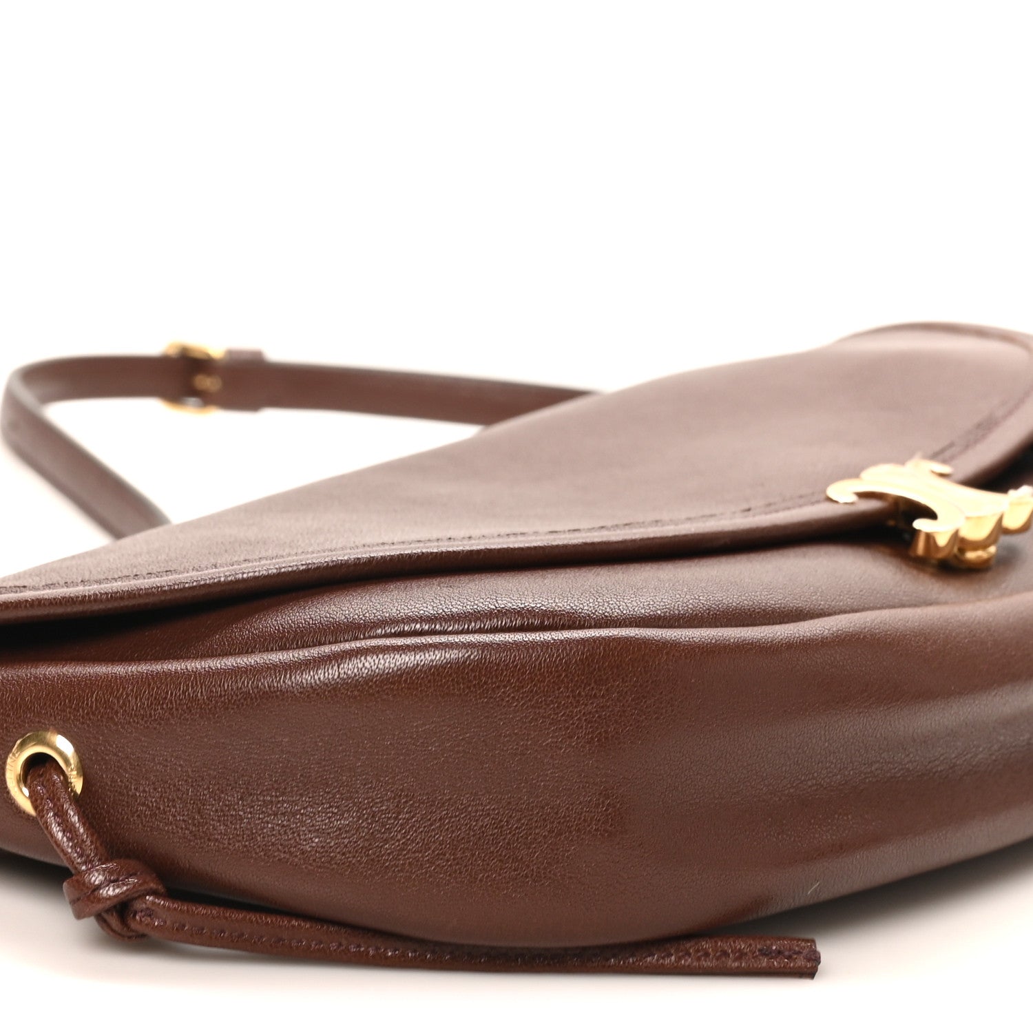 Celine Shiny Lambskin Soft Triomphe Little Half Moon Bag Brick 8 of 9