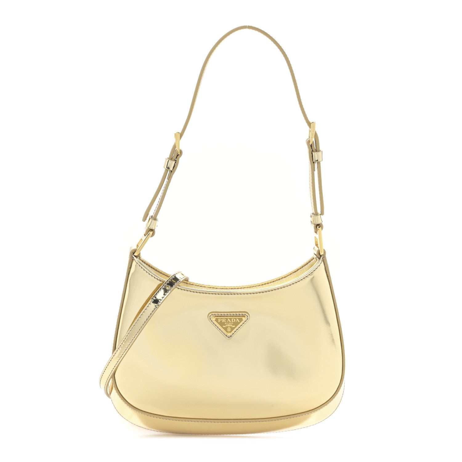 Prada Spazzolato Cleo Adjustable Strap Shoulder Bag Platino 1 of 8