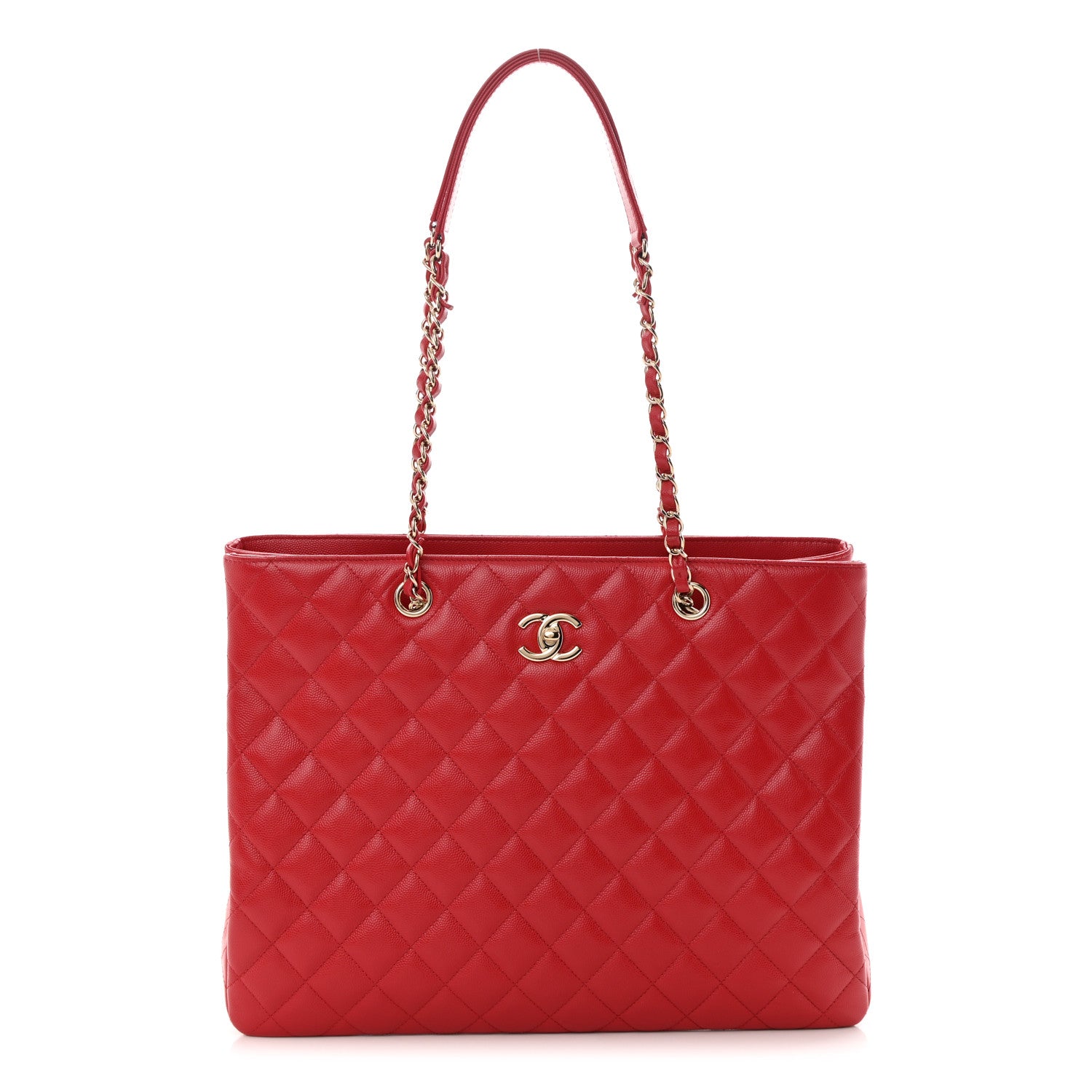 Chanel Caviar Quilted Large Shopping Tote Red 1 of 12