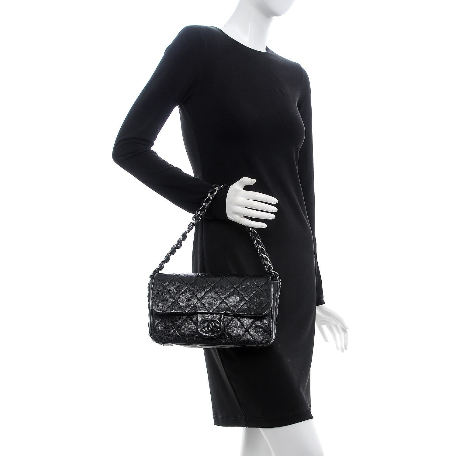 Chanel Glazed Caviar Quilted Modern Chain Flap Black 2 of 7