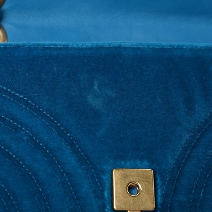 Gucci Velvet Matelasse Small GG Marmont Shoulder Bag Pavone Cyan 8 of 20