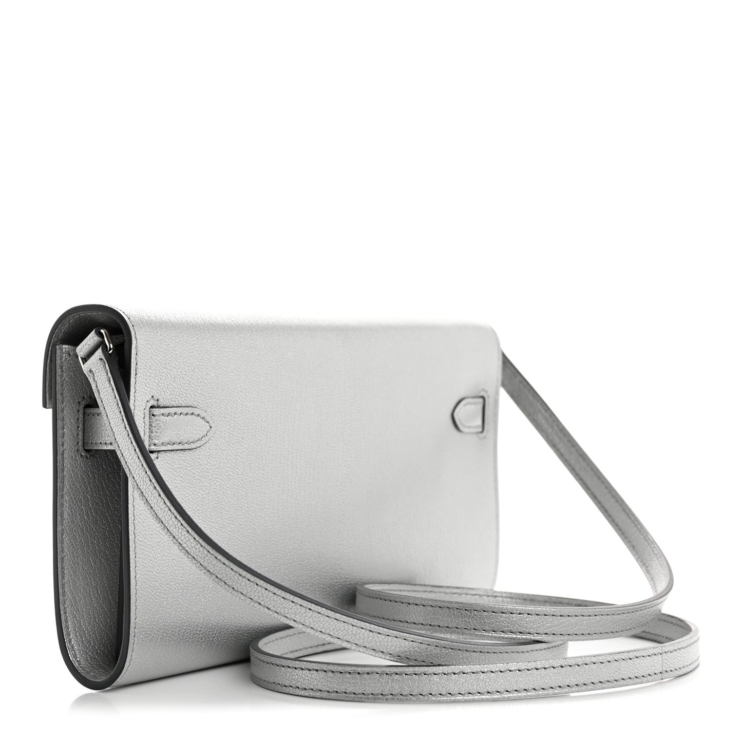 Metallic Chevre Chamkilight Kelly Wallet To Go Argent