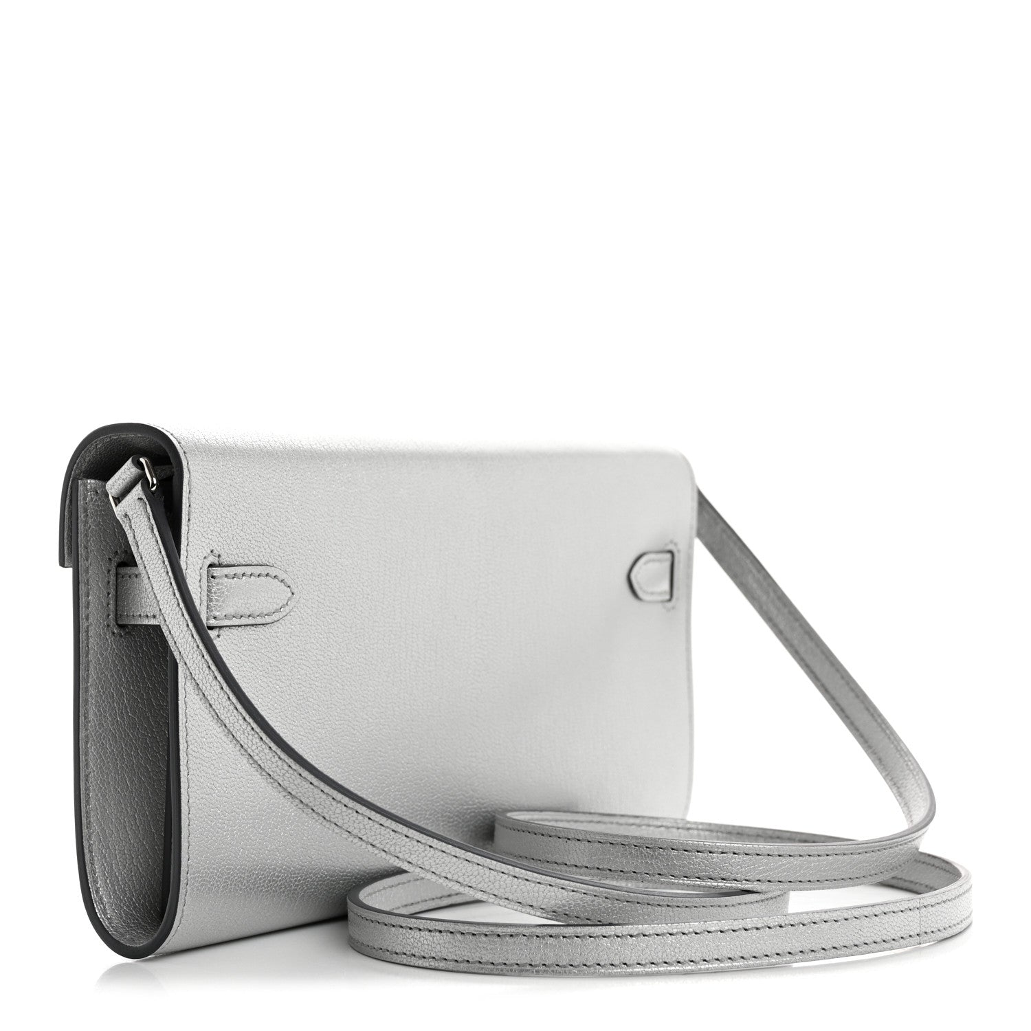 Hermes Metallic Chevre Chamkilight Kelly Wallet To Go Argent 3 of 11