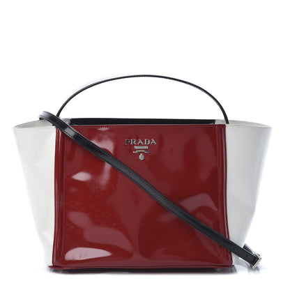 Prada Vernice Tri-Color Tote White Red Black 2 of 11