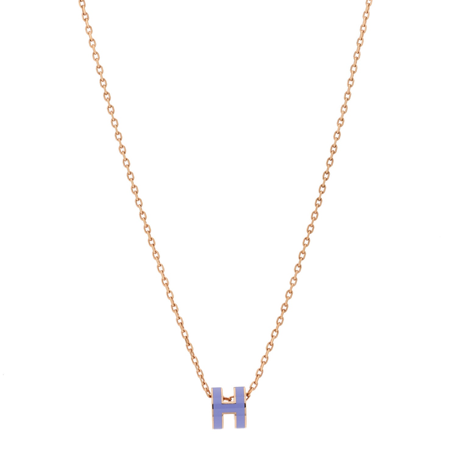 Hermes Rose Gold Mini Pop H Pendant Necklace Lilas 1 of 6