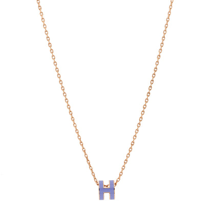 Hermes Rose Gold Mini Pop H Pendant Necklace Lilas 1 of 6