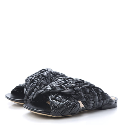 Bottega Veneta Shiny Nappa Intrecciato The Board Flat Sandals 38 Black 3 of 8