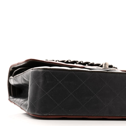Chanel Lambskin Quilted Tri-Color Medium Double Flap Burgundy 9 of 10