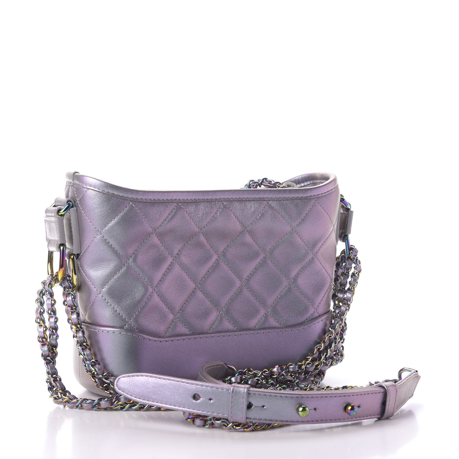 Chanel Iridescent Lambskin Calfskin Quilted Small Gabrielle Hobo Light Purple 3 of 12
