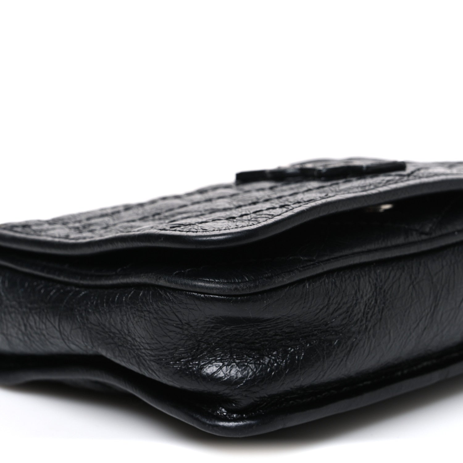 Saint Laurent Crinkled Calfskin Matelasse Monogram Niki Chain Wallet Black 8 of 10