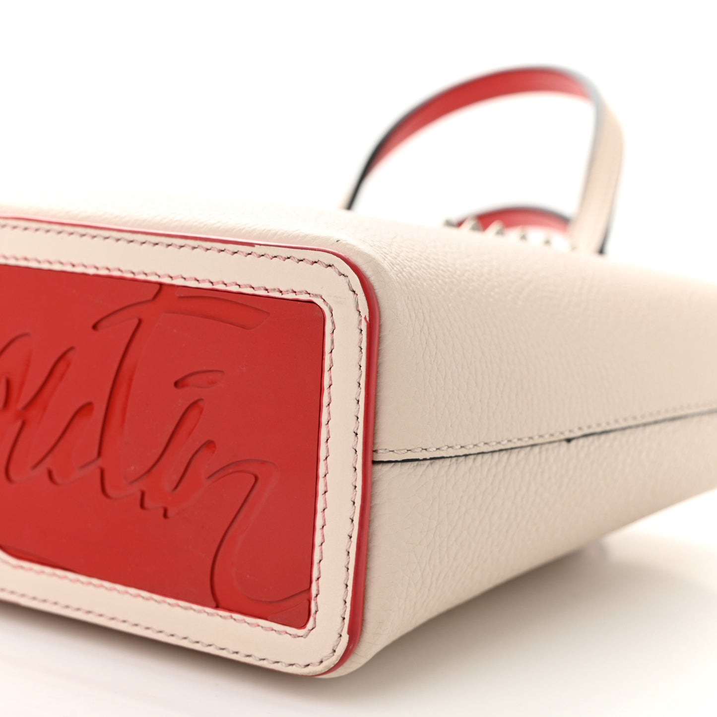 Calfskin Spikes Mini East West Cabata Tote Leche