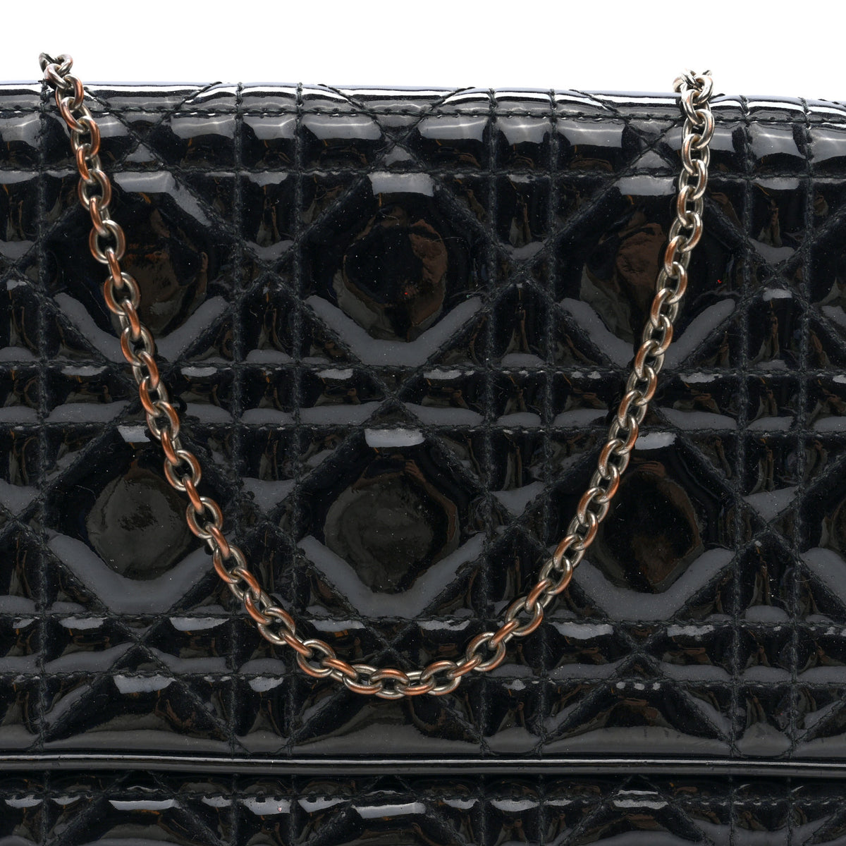 Christian Dior Patent Cannage Wallet on Chain Pouch Black 7 of 9
