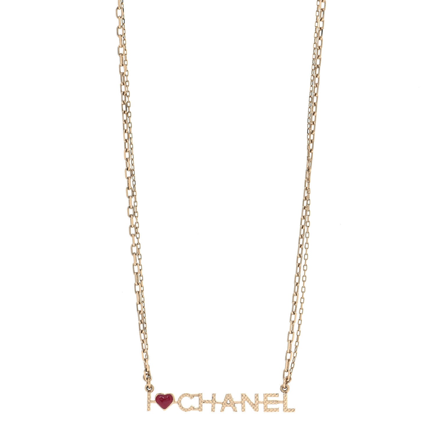 Chanel Quilted I Heart Chanel Logo Necklace Gold 1 of 4