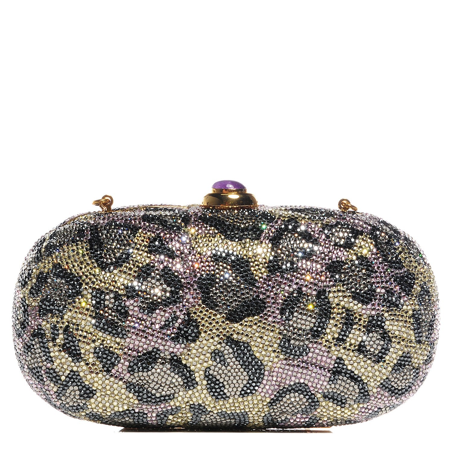 Judith Leiber Swarovski Crystal Leopard Minaudiere Clutch 1 of 6