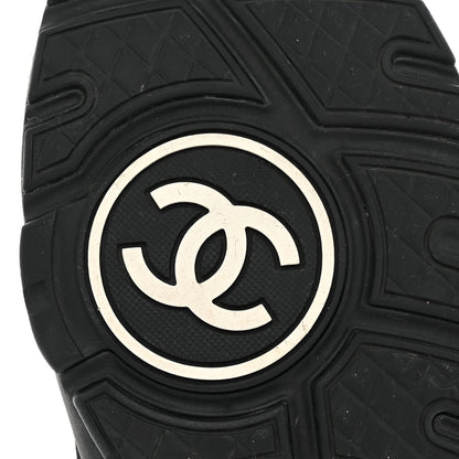 Chanel Metallic Fabric Suede Calfskin Crocodile Embossed Mens CC Sneakers 43 Black Gold 6 of 9