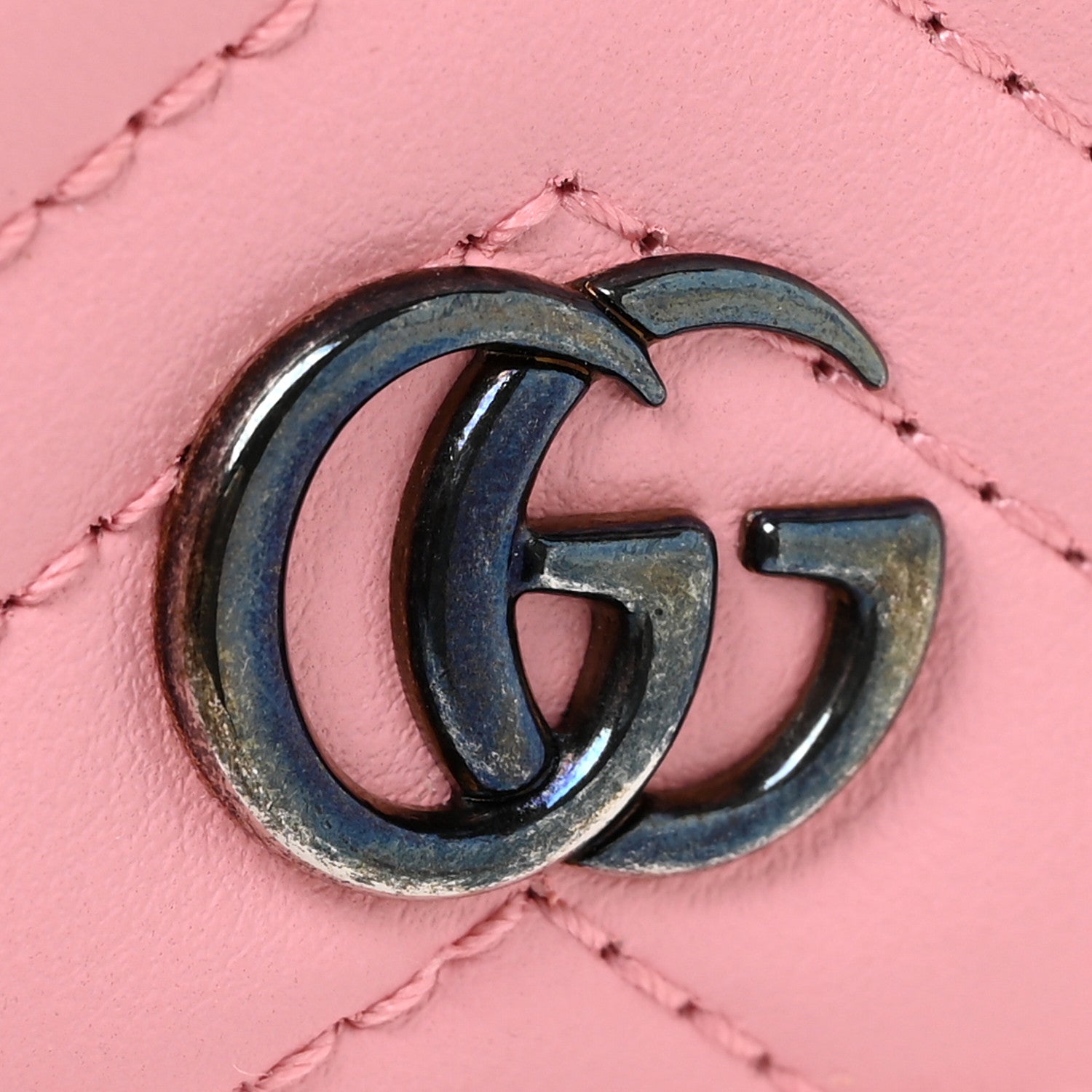Gucci Calfskin Matelasse GG Marmont Mini Wallet On Chain Wild Rose 11 of 11