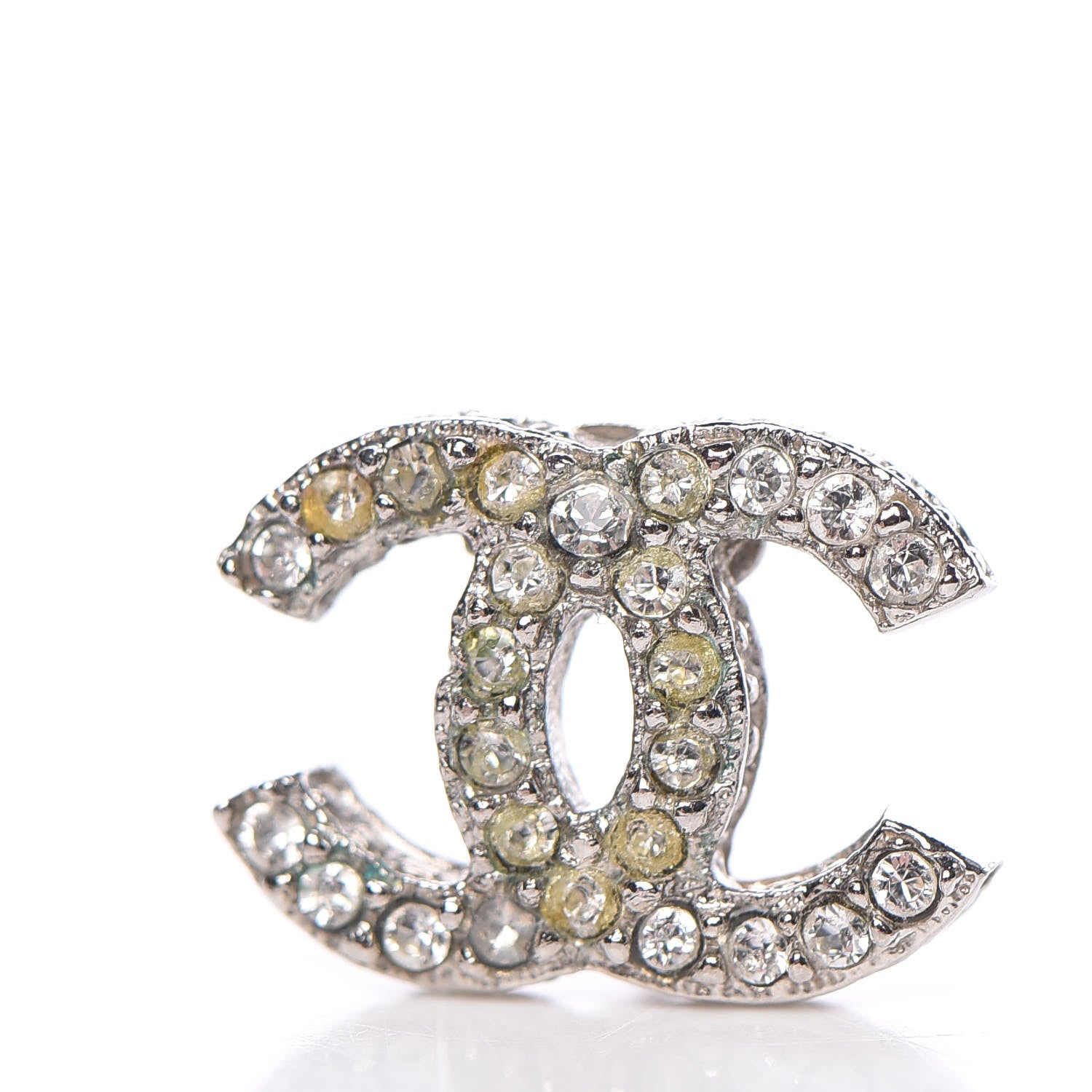 Chanel Crystal Timeless CC Earrings Silver 5 of 7