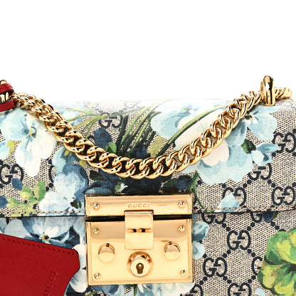 Gucci GG Supreme Monogram Blooms Small Padlock Shoulder Bag Beige Blue Navy Hibiscus Red 8 of 10