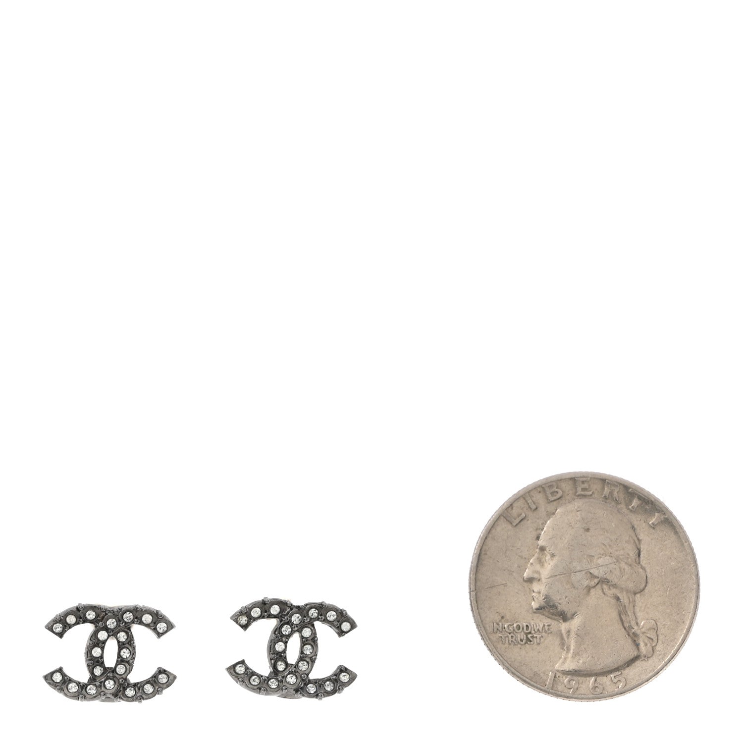 Chanel Crystal CC Earrings Silver 2 of 5