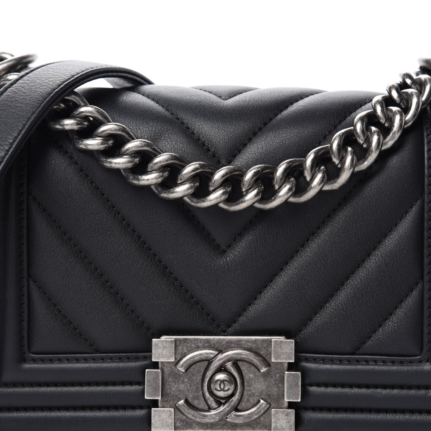 Chanel Calfskin Chevron Quilted Small Boy Flap Black 11 of 12