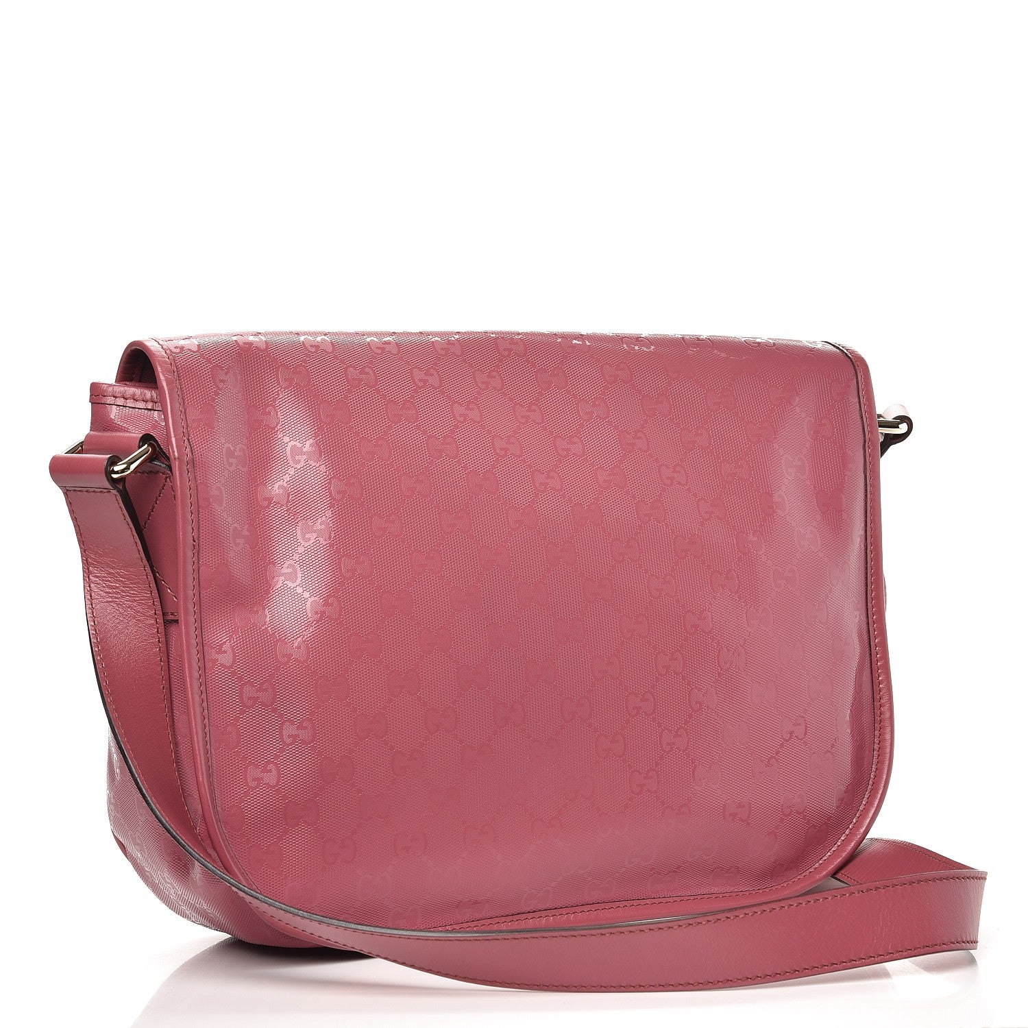 Gucci Imprime Monogram Medium Double Buckle Flap Messenger Bag Vintage Rose 2 of 11