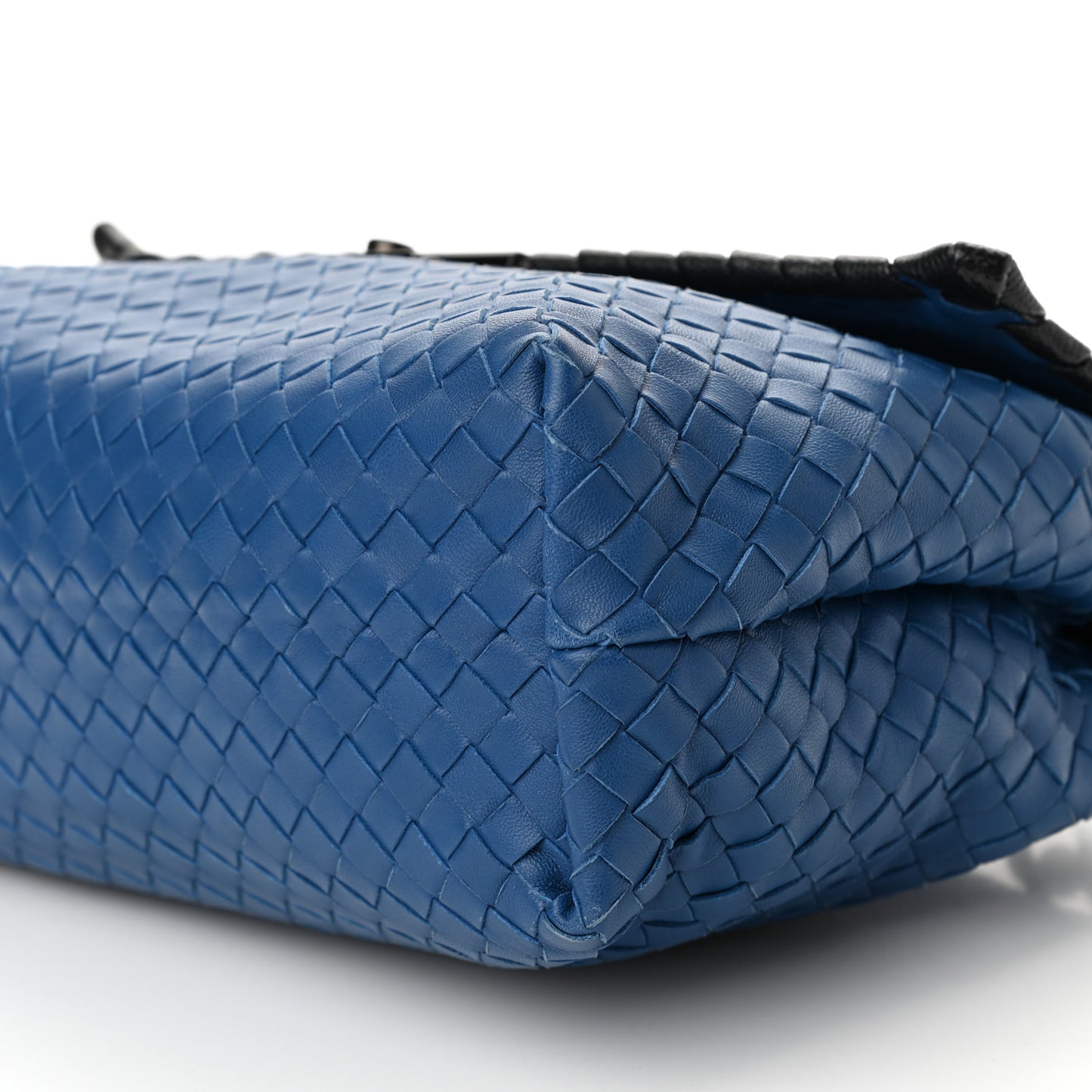Nappa Intrecciato Glass Flap Bag Blue Black