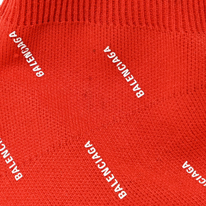 Balenciaga Neoprene Knit Allover Logo Womens Speed Sneakers 39 Rouge White 14 of 17