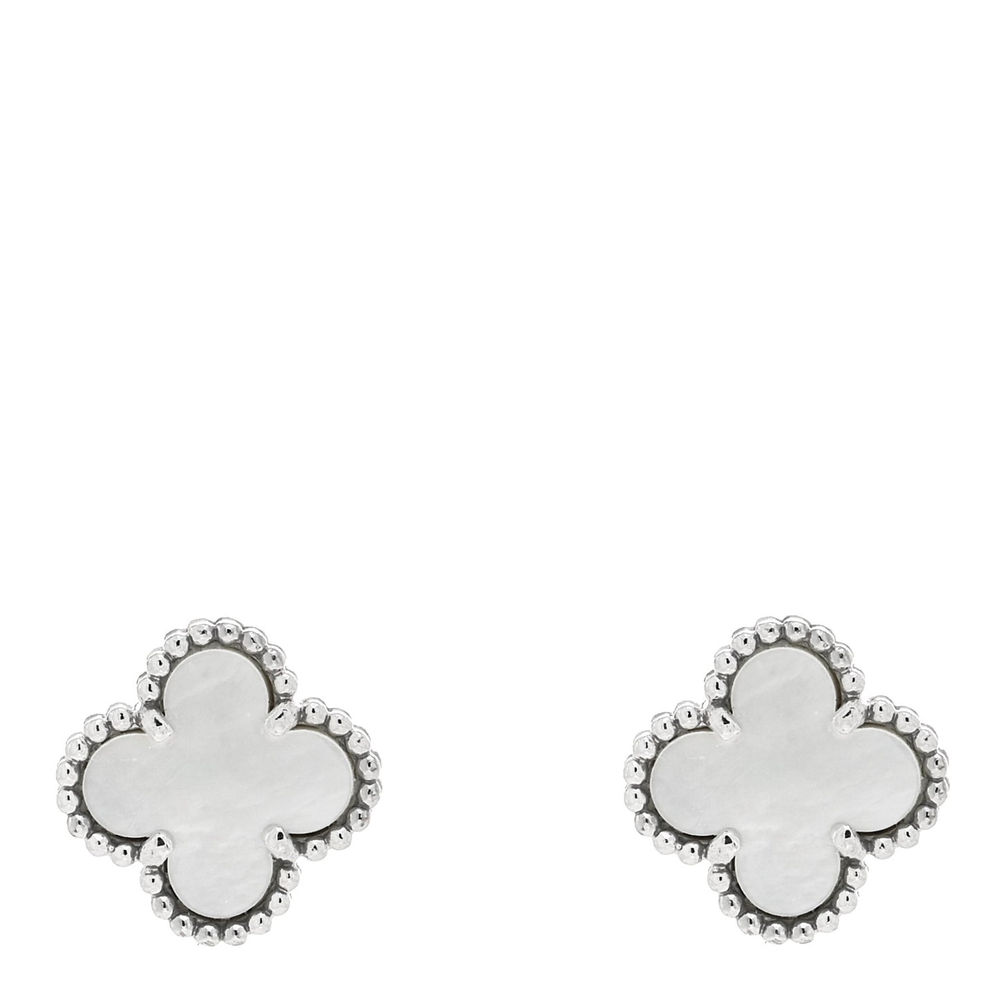 18K White Gold Mother of Pearl Sweet Alhambra Earrings