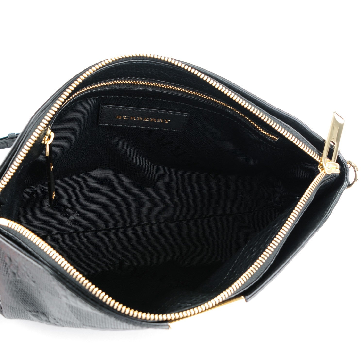Burberry Signature Grain Calfskin Check Embossed Small Chichester Crossbody Clutch Bag Black 5 of 9