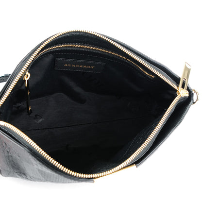 Burberry Signature Grain Calfskin Check Embossed Small Chichester Crossbody Clutch Bag Black 5 of 9