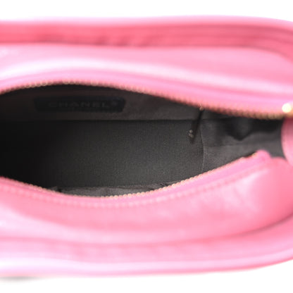 Chanel Aged Calfskin Chevron Quilted Small Gabrielle Hobo Dark Pink Navy 5 of 11