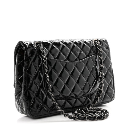 Chanel Crumpled Patent Quilted Medium Double Flap Black 3 of 11