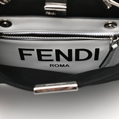 Fendi Nylon Vitello Cover Logo Embossed Mini Peekaboo I SEE U Satchel Black White 8 of 17