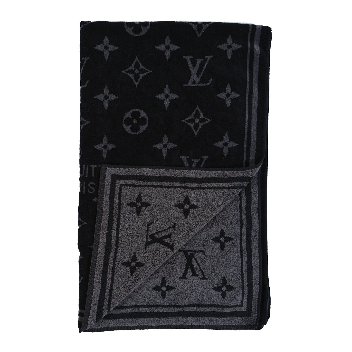 Cotton Monogram Eclipse Beach Towel Black