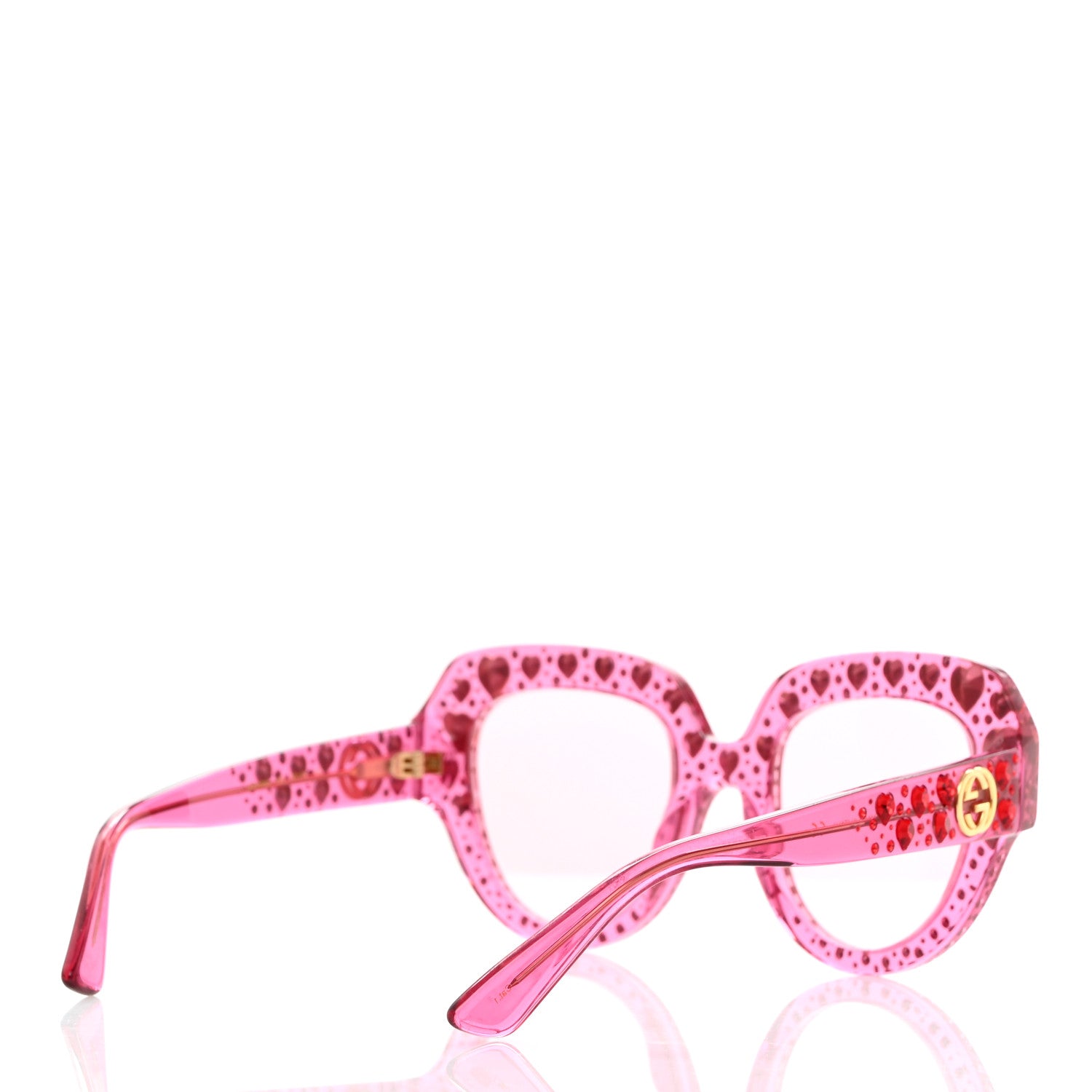 Gucci Acetate Crystal Heart GG0116S Sunglasses Fuchsia 4 of 6
