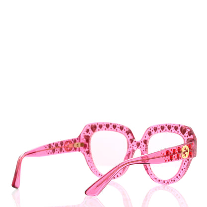 Gucci Acetate Crystal Heart GG0116S Sunglasses Fuchsia 4 of 6
