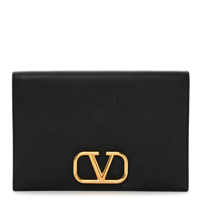 Valentino Garavani Grainy Calfskin Vlogo Signature Pouch Black 1 of 6