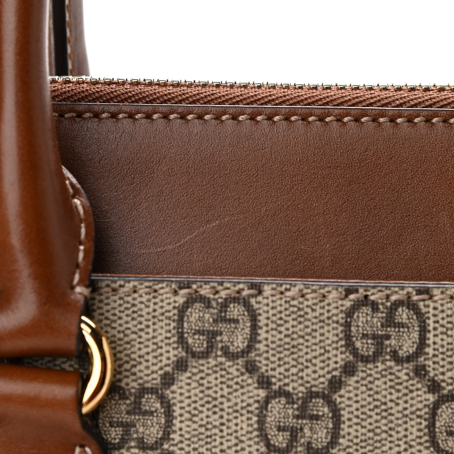 GG Supreme Monogram Small Zip Top Tote Beige Tuscany