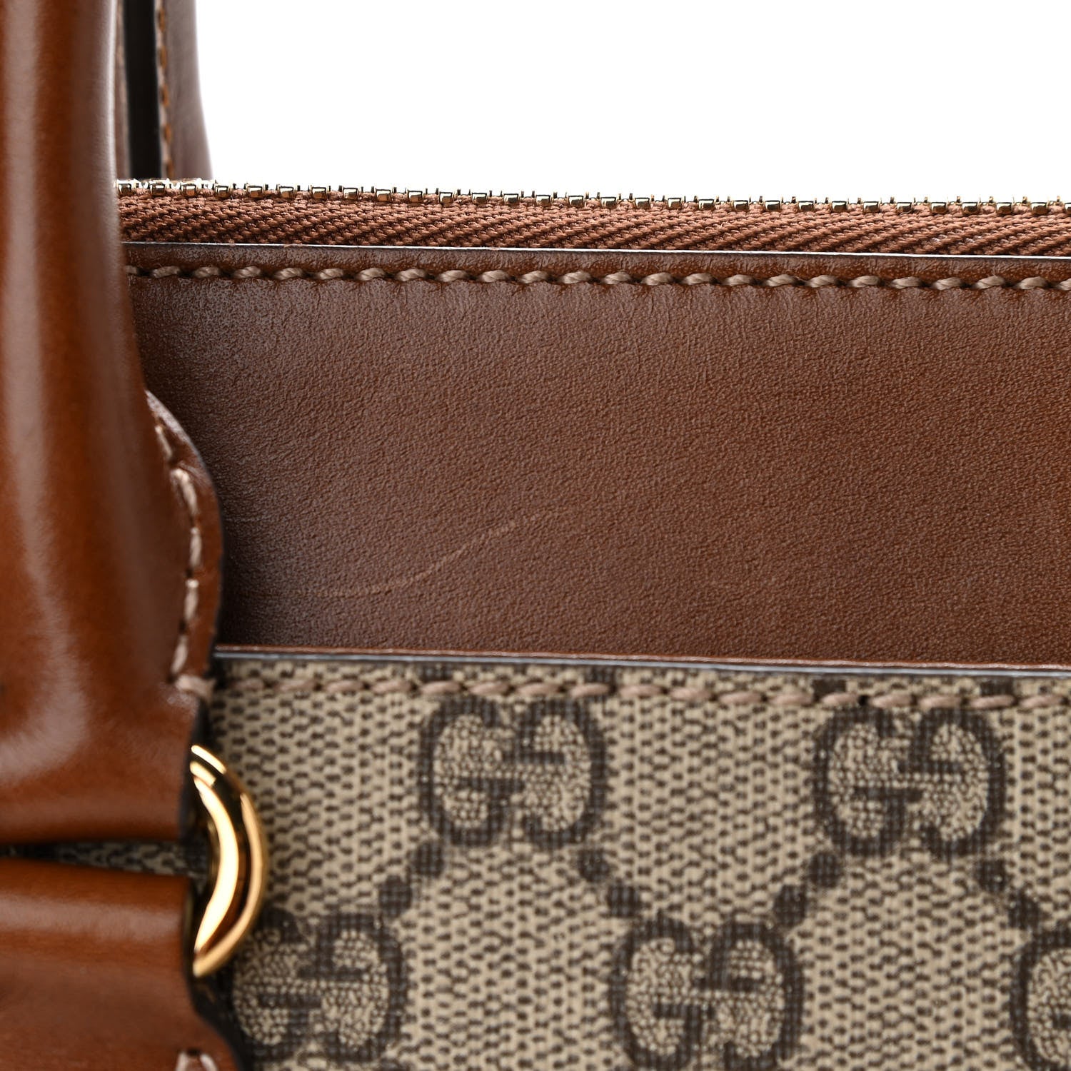 Gucci GG Supreme Monogram Small Zip Top Tote Beige Tuscany 12 of 15