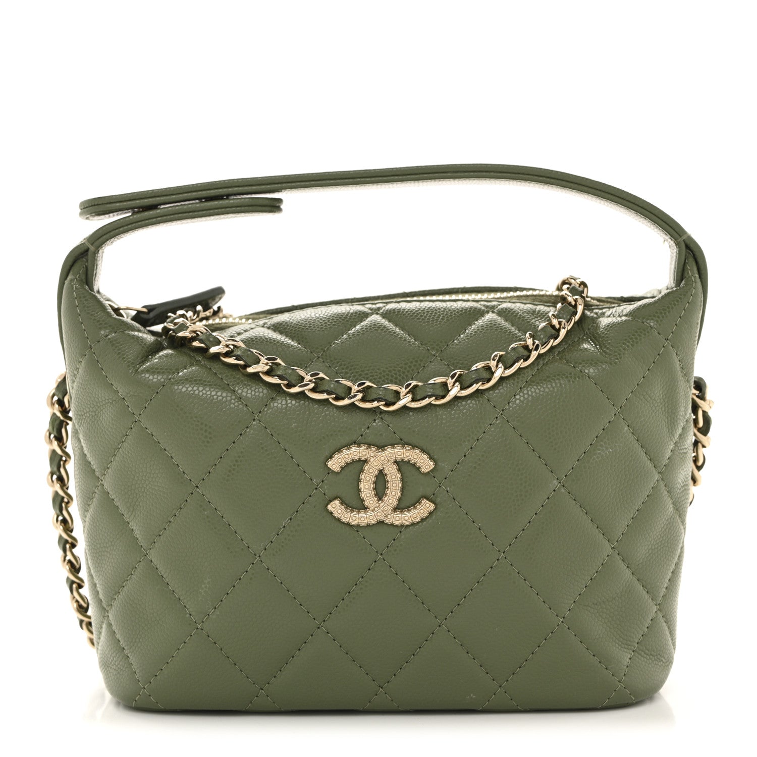Chanel Caviar Quilted Chain Hobo Khaki 1 of 11