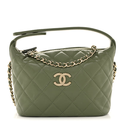 Chanel Caviar Quilted Chain Hobo Khaki 1 of 11