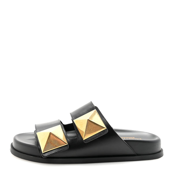 Valentino Garavani Nappa One Stud Slide Sandals 36.5 Black 1800773