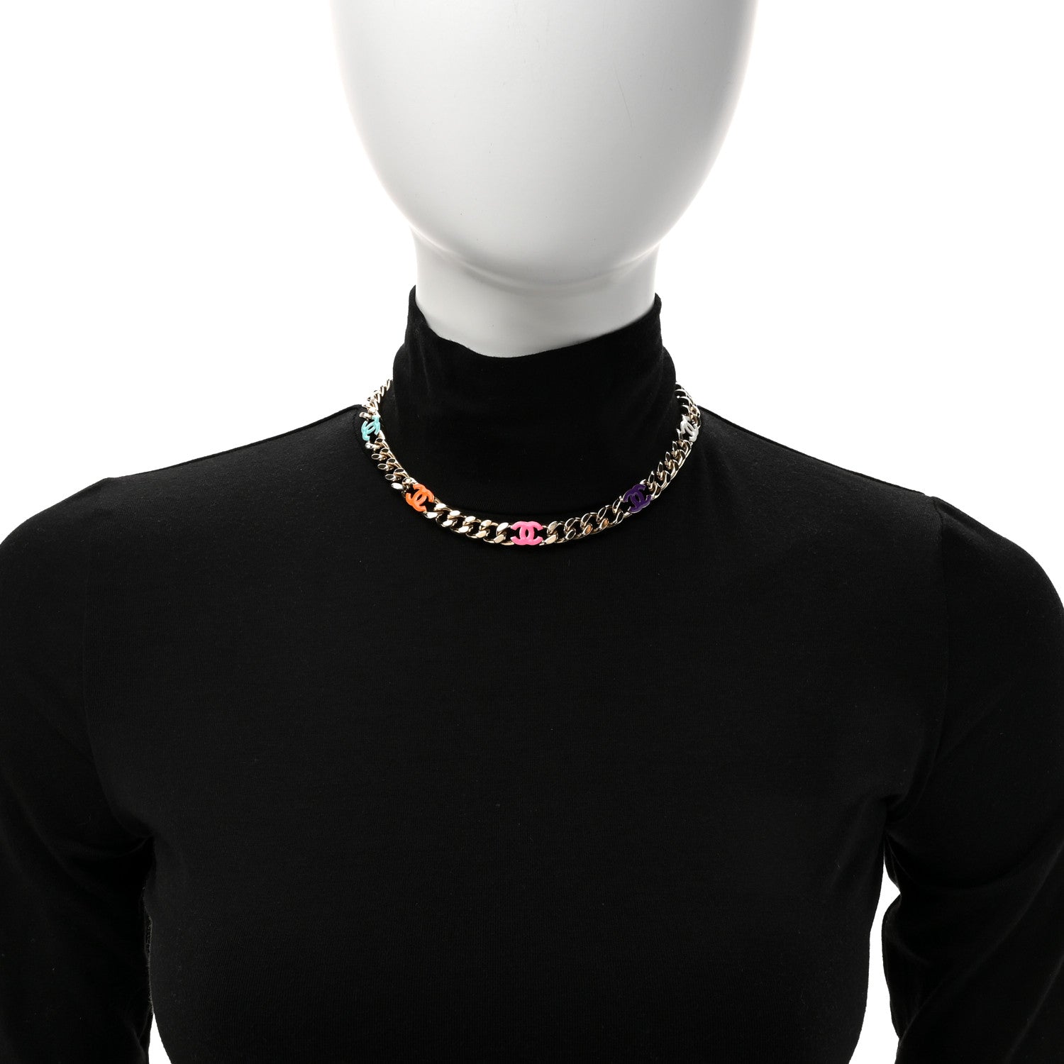 Chanel Metal Enamel Chain CC Choker Gold Multicolor 2 of 5