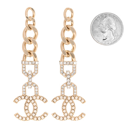 Chanel Metal Crystal CC Vendome CC Dangle Earrings Gold 2 of 5