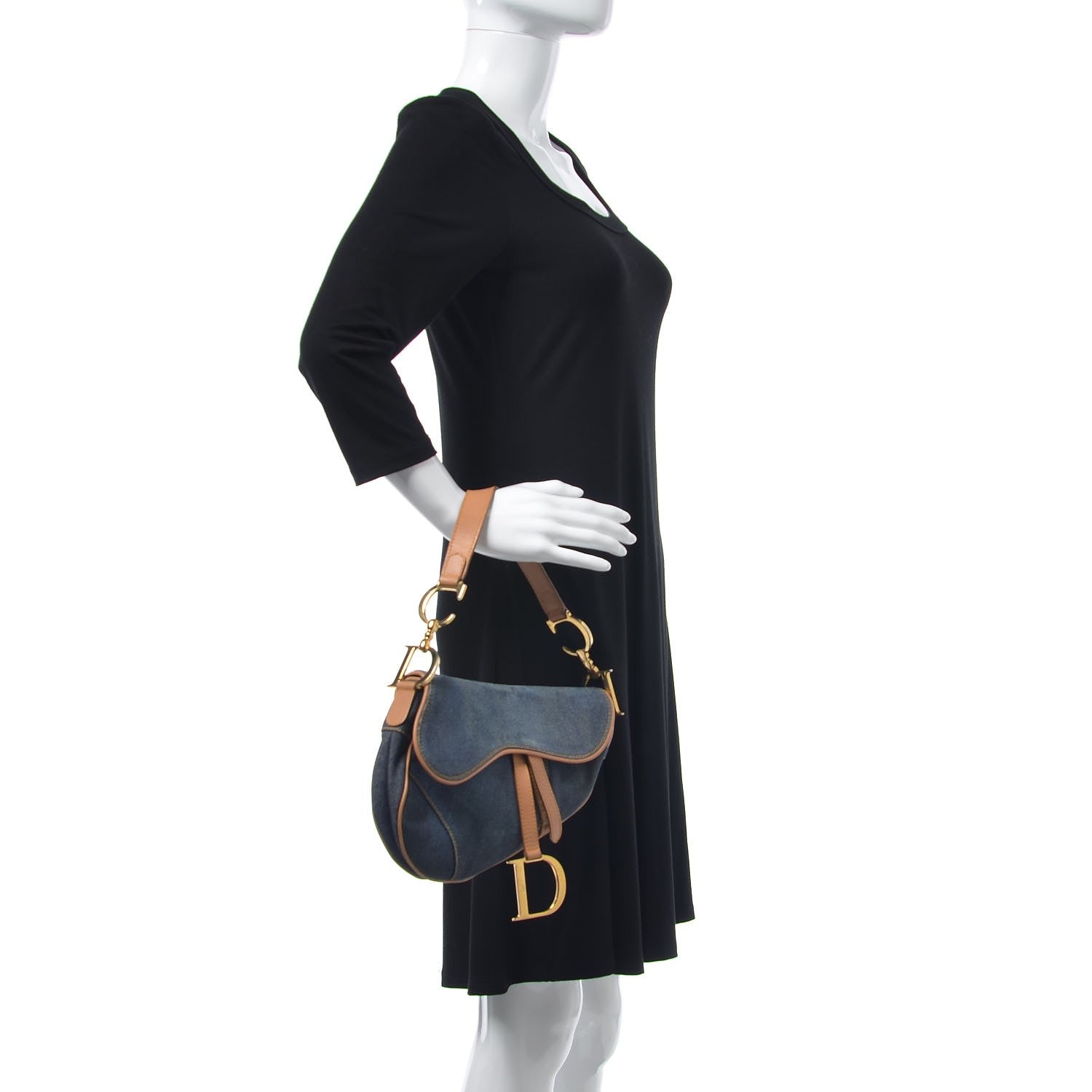 Christian Dior Denim Calfskin Saddle Bag Blue 2 of 9