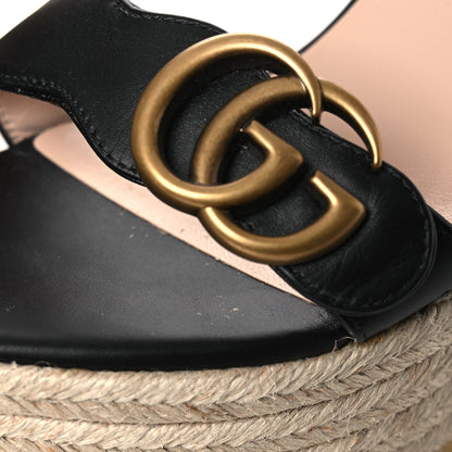 Gucci Nappa Matelasse GG Marmont Slingback Platform 45/130mm Espadrille Wedges 39 Black 10 of 11