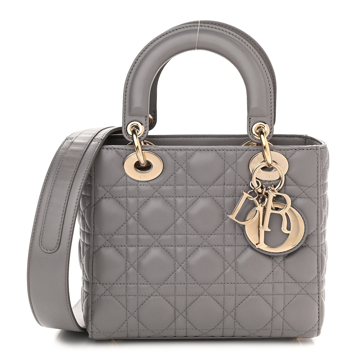 Christian Dior Lambskin Cannage Small Lucky Badges My Lady Dior Grey 1 of 7